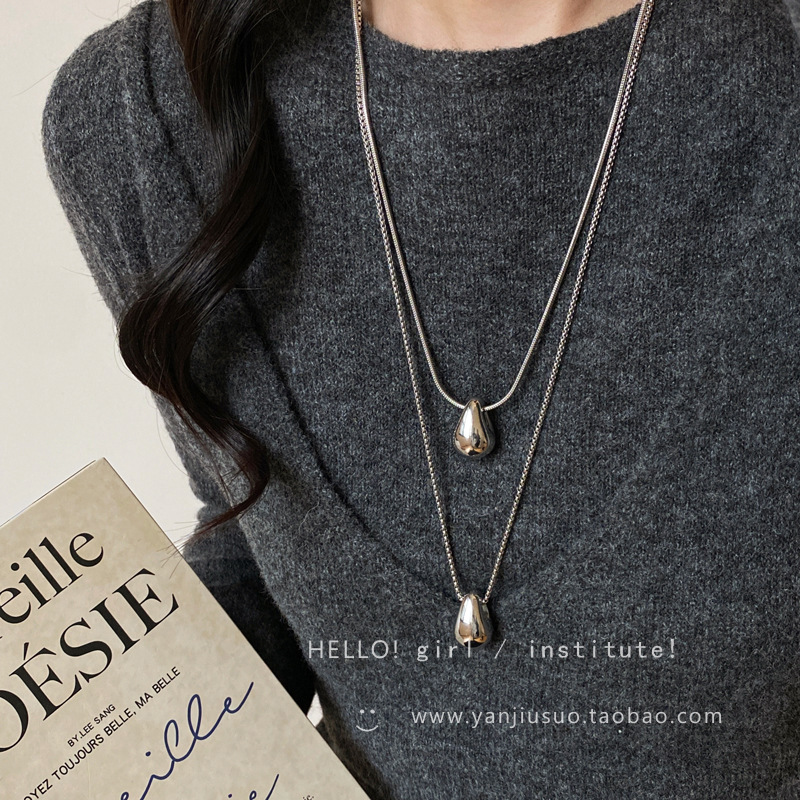 Minimalist style water drop pendant necklace for women in autumn and winter, versatile simple and fashionable casual long sweater sweater chain