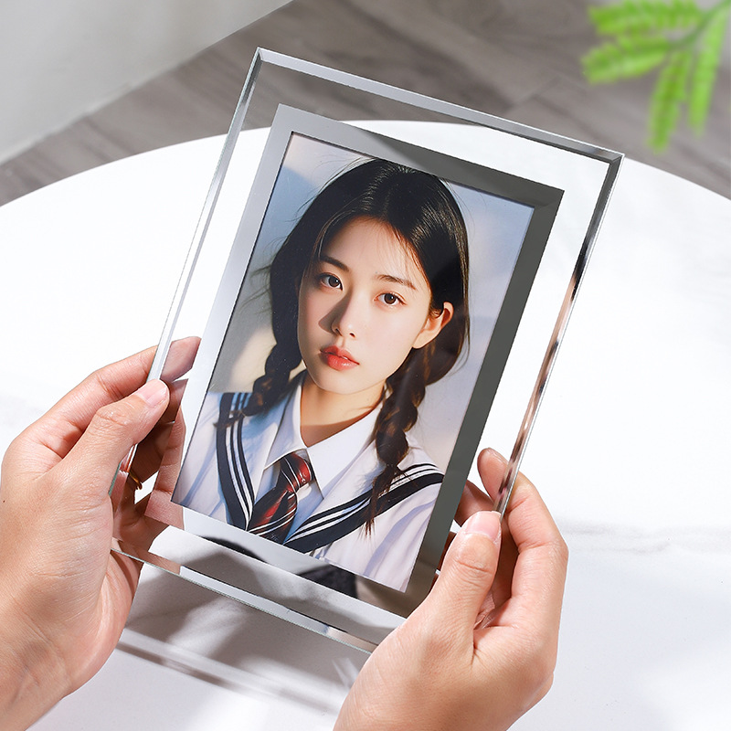 Transparent glass photo frame table 10-inch empty frame simple 56-inch 7-inch 8-inch a4 photo frame crystal high-end photo frame