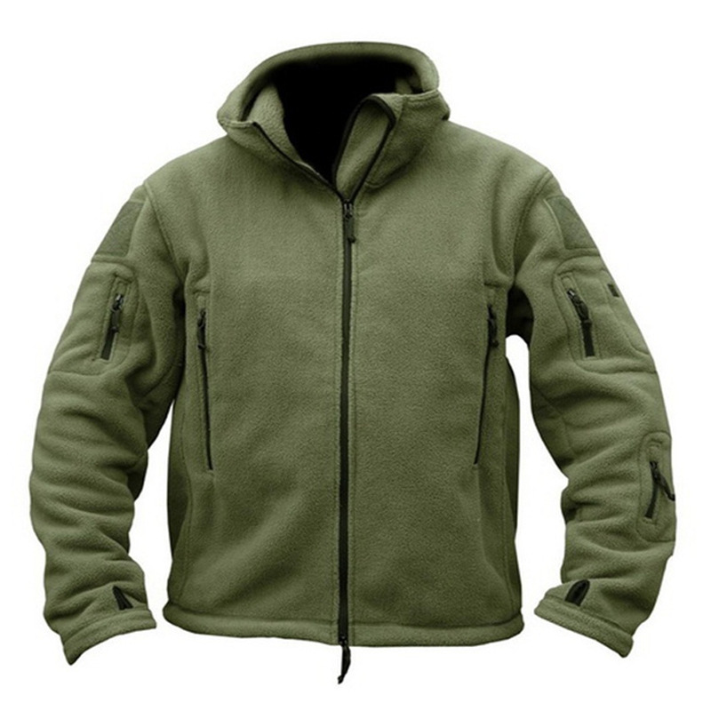 Cross-border men's outdoor warm lining fleece jacket men's cold-proof jacket hoody solid color hooded coat jacket