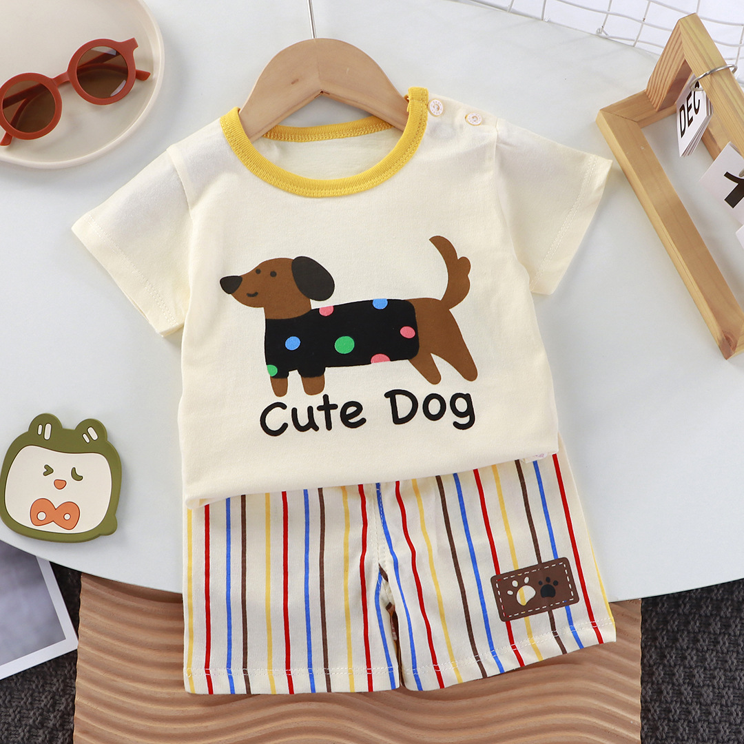 New children's clothing short-sleeved suit children's short-sleeved shorts girls summer single-piece boy's T-shirt two-piece baby clothes