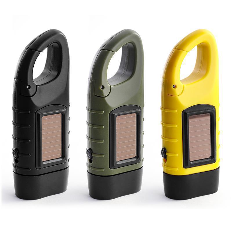Solar hand crank flashlight multifunctional camping power supply emergency led emergency light outdoor lighting power generation flashlight