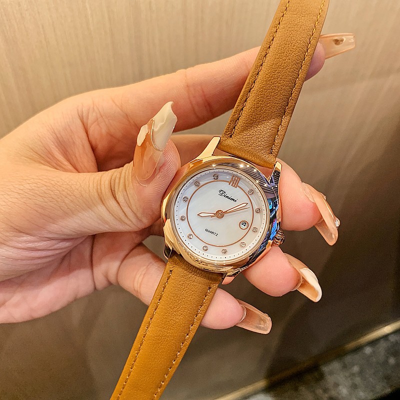 Timminy Women's Watch Fashion Quartz Rhinestone Scale Simple Temperament Belt Watch Calendar Women's Watch Factory Wholesale