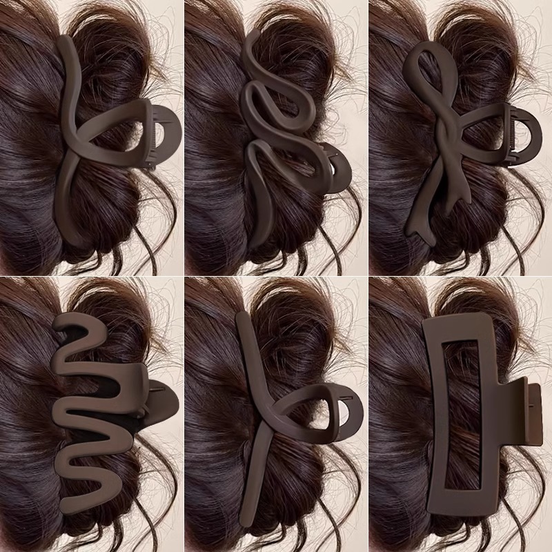 Maillard coffee-colored matte hairpin for women, high-end hairpin for the back of the head, large-volume shark hairpin headgear