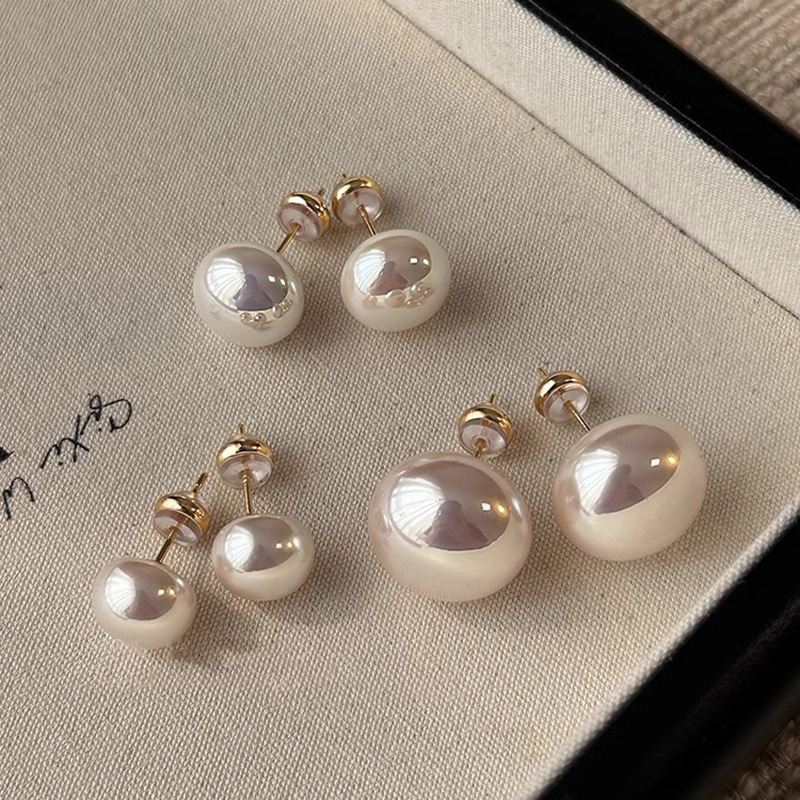 Shijia Mantou pink milky white pearl earrings for women S925 sterling silver silver needle niche high-end versatile new earrings