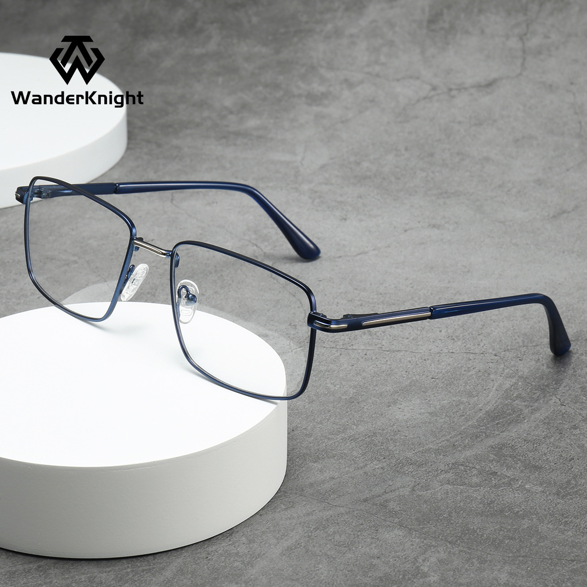 Cross-border new ultra-light business glasses frame, metal optical glasses frame for boys with big faces, flexible plastic steel temples