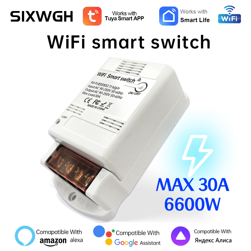 Tuya WiFi switch 30A high power water pump mobile phone APP switch timing voice control smart home