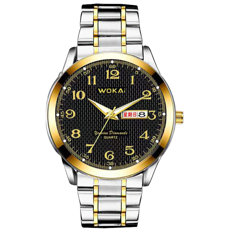 Popular fully automatic men's watch for the elderly, large digital dual calendar display, simple and atmospheric quartz watch