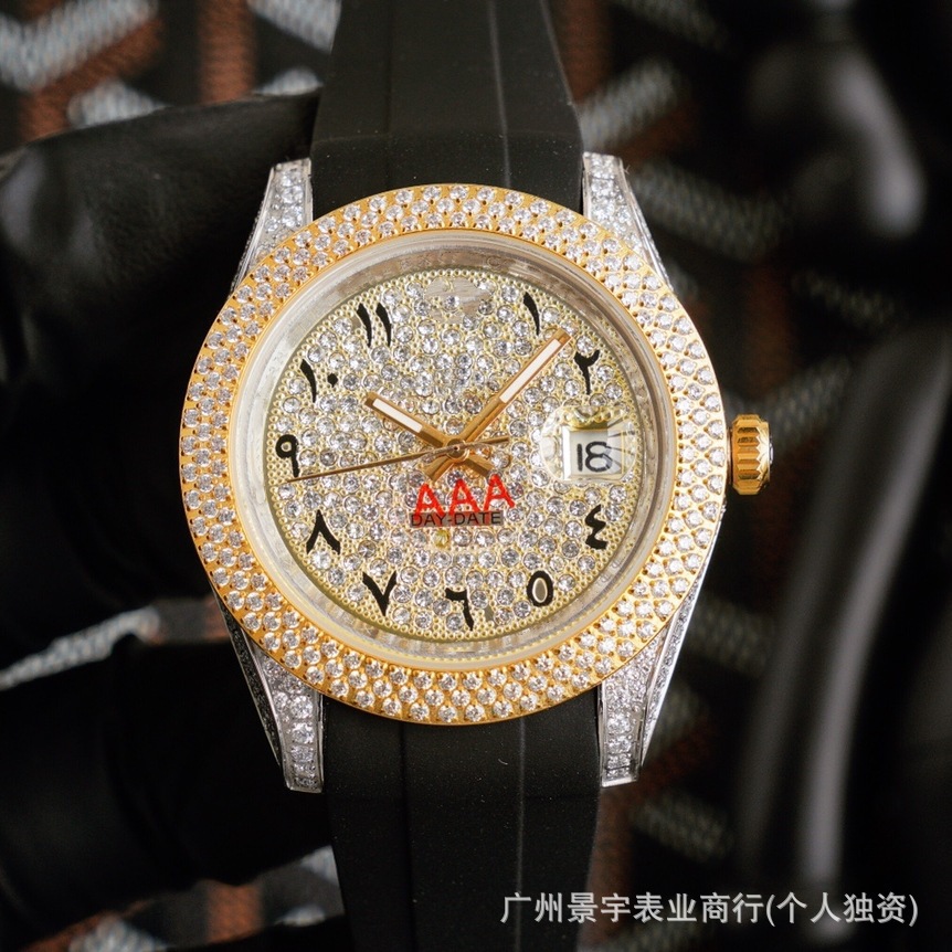 Foreign trade full-diamond fully automatic mechanical watch men's luxury diamond-encrusted Middle Eastern Hao Shi Gypsophila Laojia watch mechanical watch