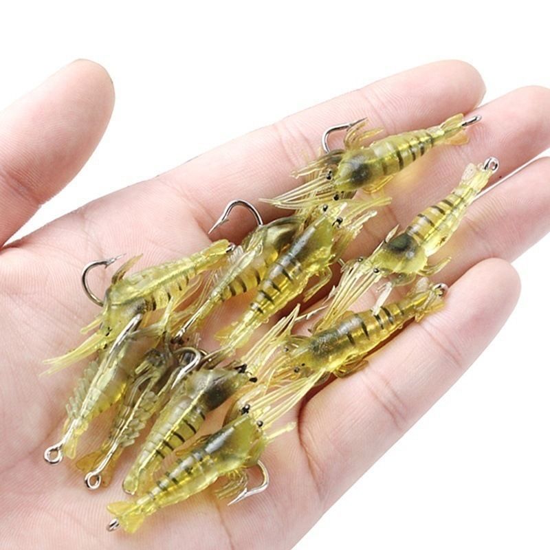 Luya fake bait 4 cm small shrimp luminous hook shrimp cocked mouth bass kill sea fishing freshwater fake bait soft bait simulation 2