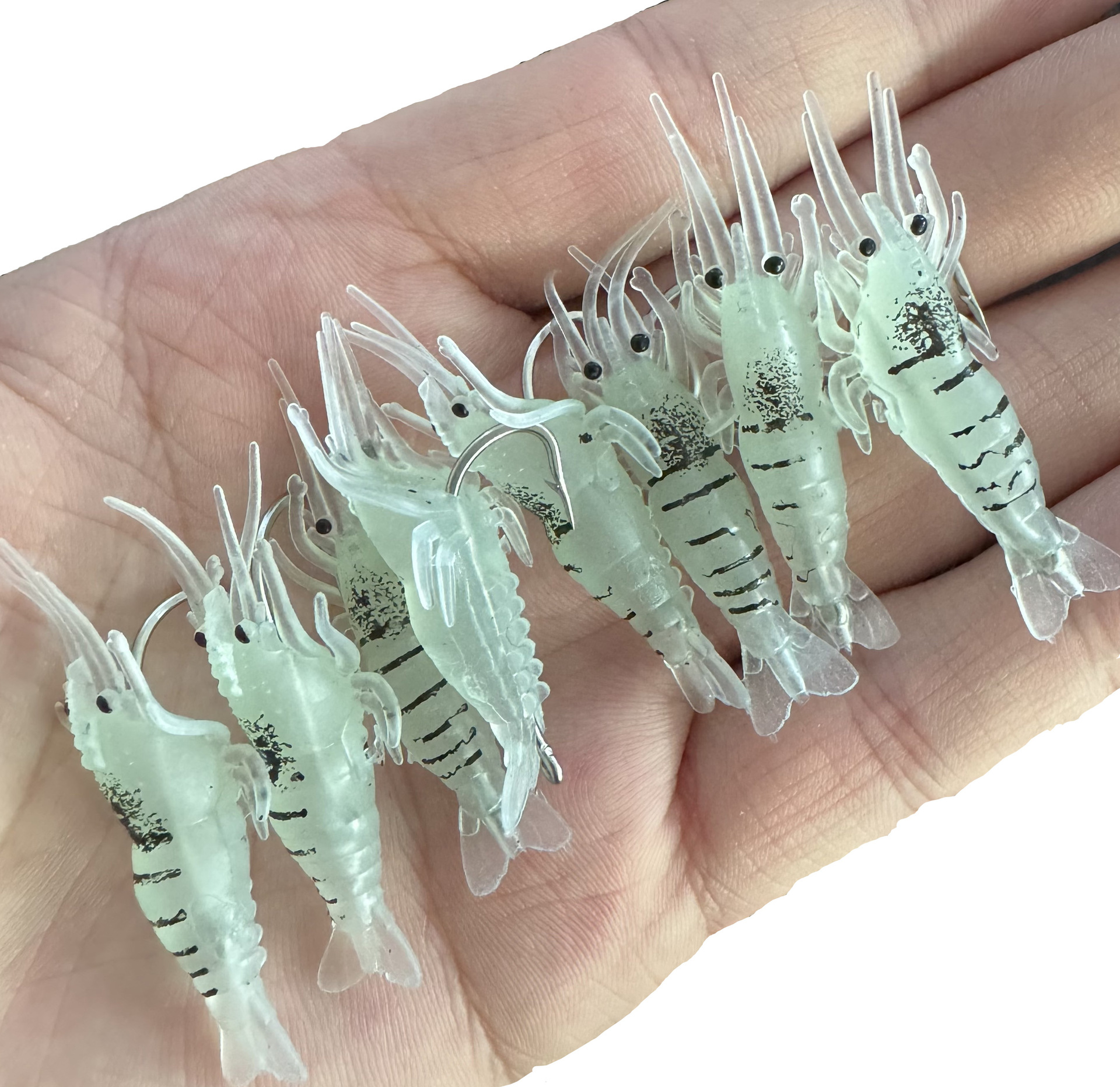Luya fake bait 4 cm small shrimp luminous hook shrimp cocked mouth bass kill sea fishing freshwater fake bait soft bait simulation 8