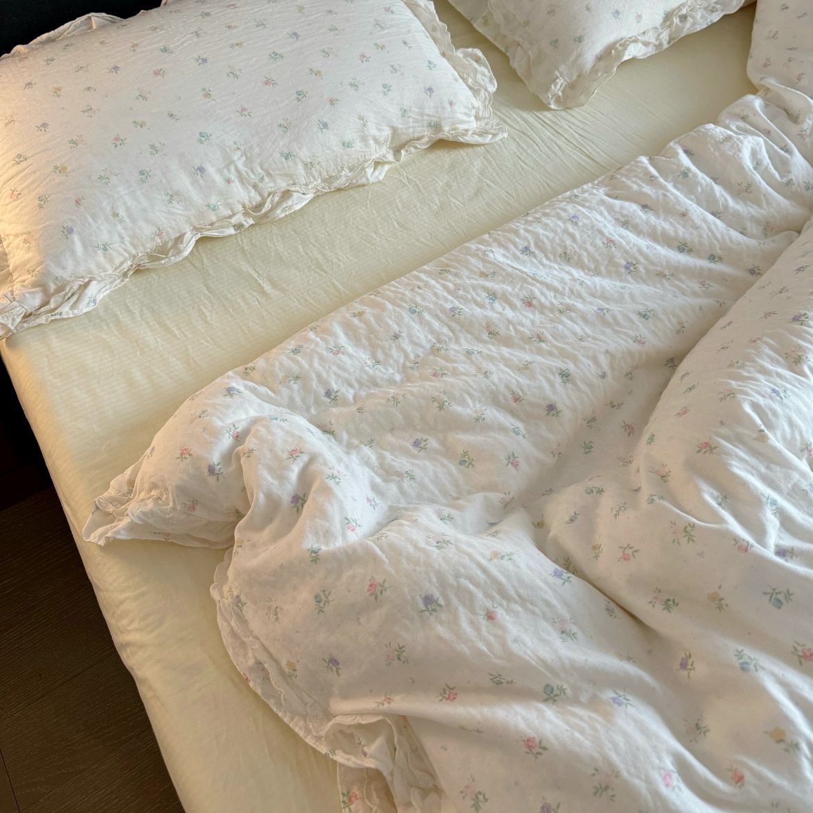 Category A maternal and infant grade cotton double-layer yarn four-piece set 1.5 bed 1.8 bed sheets, fitted sheets, quilt cover, dormitory three-piece set