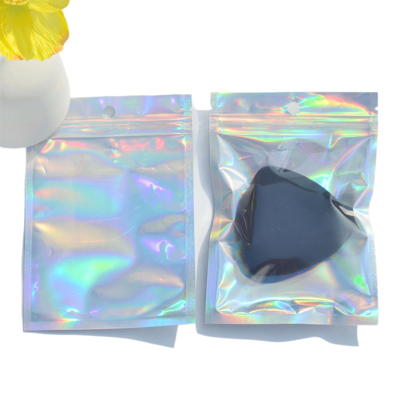 Colorful transparent laser ziplock bag jewelry bag cosmetics travel storage bag socks gloves packaging bag data cable 6