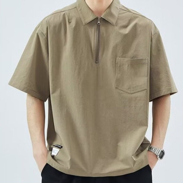 Fat half-zip Polo shirt men's 2025 summer new quick-drying breathable niche silky T-shirt shirt 8XL