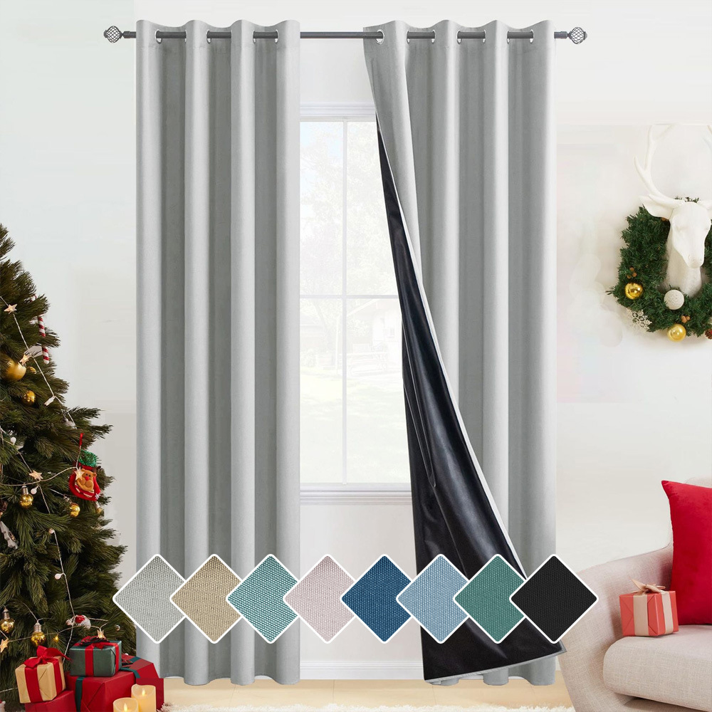 Chun Yafang coated cross-border foreign trade curtains fully blackout Amazon temu popular waterproof solid color heat insulation curtain finished product