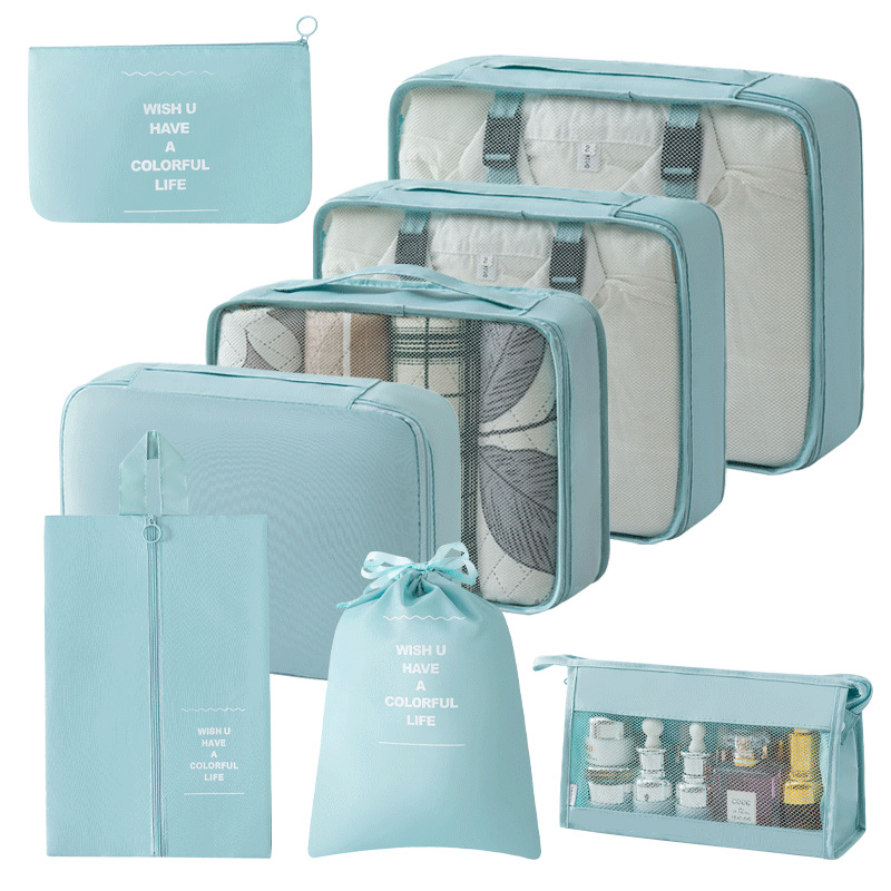 Cross-border travel storage bag, eight-piece suit storage bag, clothing organization, portable large-capacity suitcase, clothing classification