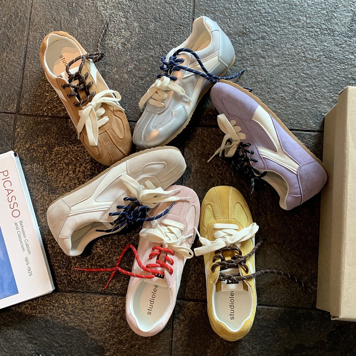 Cowhide version ~ Grape Mama's 5cm heightening retro mandarin duck shoelace mesh versatile moral training shoes women's casual sports shoes