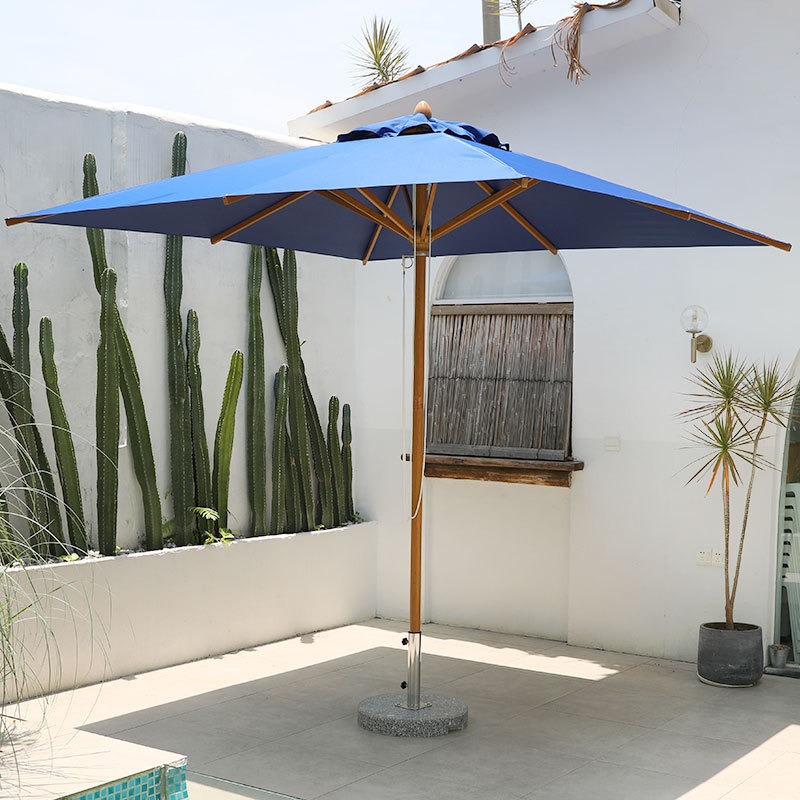 Outdoor wooden umbrella hard wooden beach umbrella leisure courtyard decoration garden antique style 48 large center column wooden pole parasol