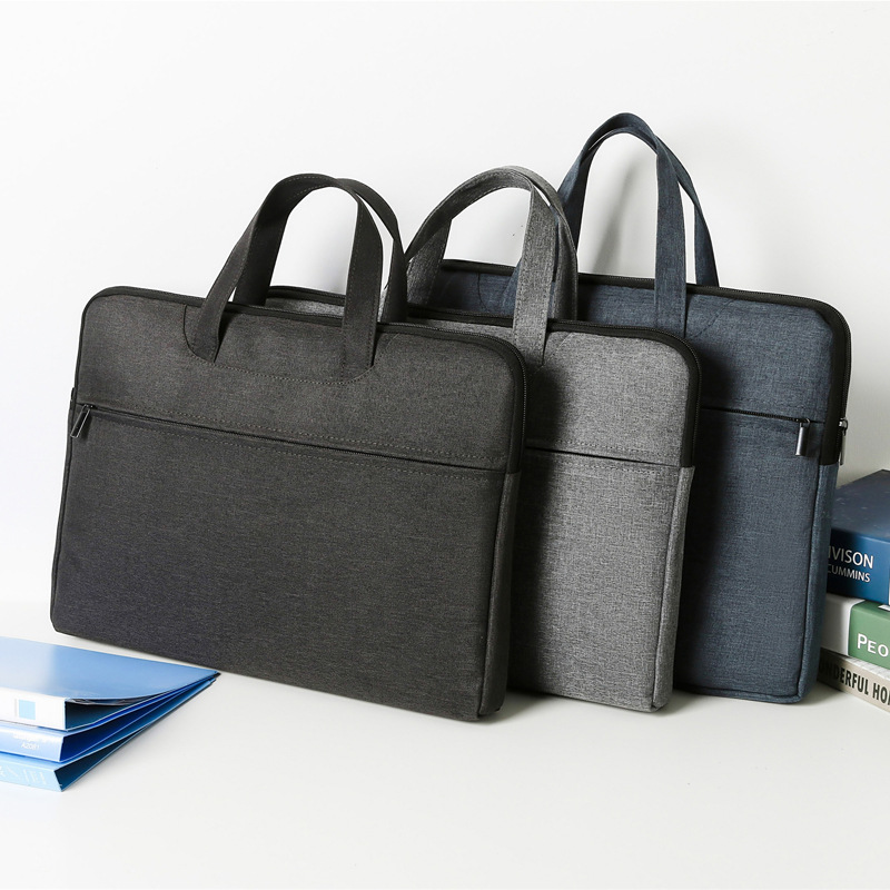 Portable business briefcase men's portable document bag zippered multi-layered portable document briefcase conference bag