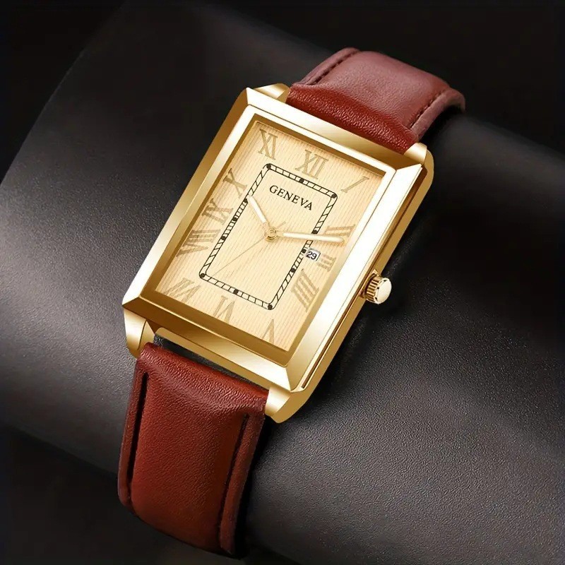 Fashionable personality trendy belt square watch for men and women hot selling casual quartz watch for men new in stock