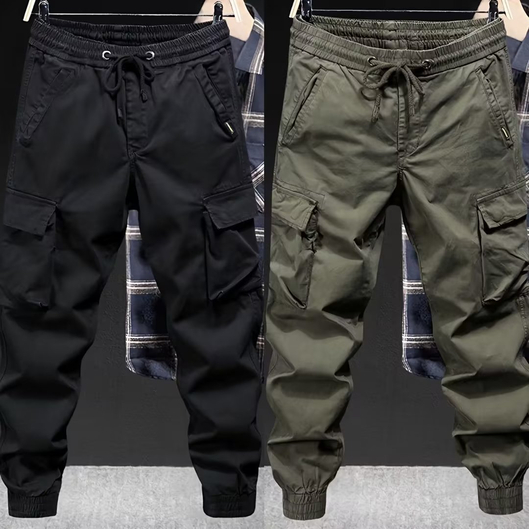 Work pants for men at the construction site, wear-resistant and stain-resistant, plus size loose elastic overalls, ankle-tie labor protection work pants