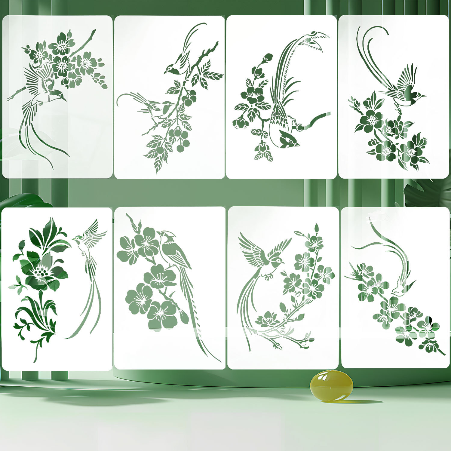 Cross-border flower and bird hollow template children's graffiti painting template student oil pastel board handwritten newspaper painting template wholesale