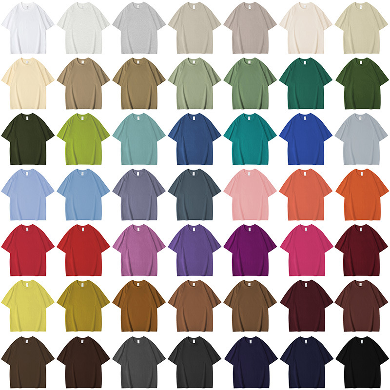 Hebei light plate solid color tops for men and women, short-sleeved cotton t-shirts, women's loose large size women's summer t-shirts, custom European sizes