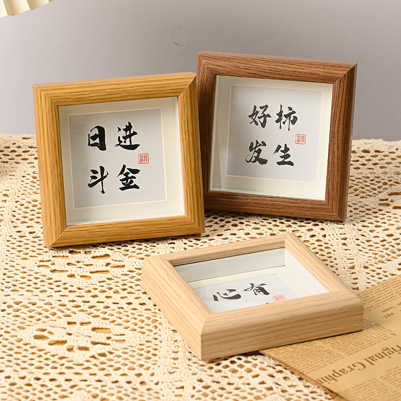 Wooden photo frame table modern simple square small photo frame manufacturer wholesale handmade new house calligraphy desktop ornaments
