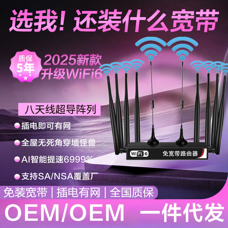 Portable wifi router, broadband-free 5G high-speed Internet access, office home Gigabit dual-band wireless network router