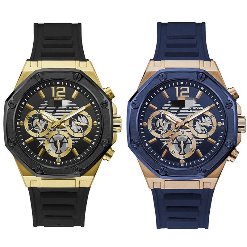 Manufacturer wholesale foreign trade cross-border guesskan GS silicone analog black dial men's watch-Gw0263G4