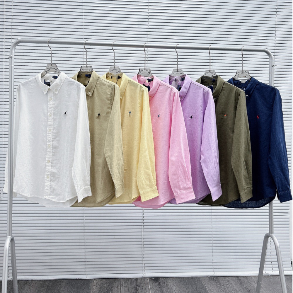 2026 Summer Pony Embroidered Linen Women's Shirt Loose Sunscreen Long Sleeve Shirt Candy Color Uniform Top for Men and Women