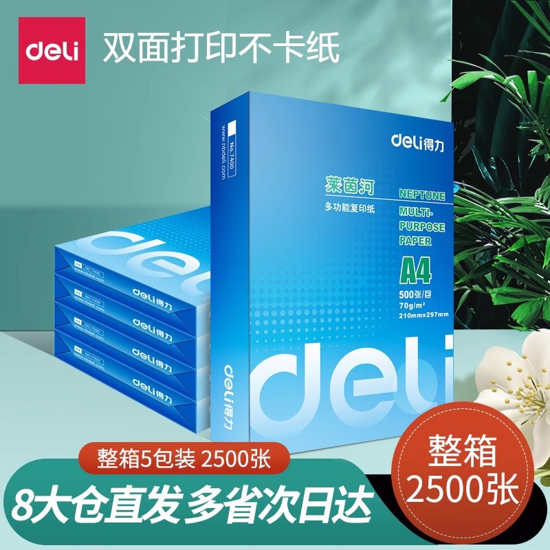 Deli 7401 Rhine A4 printing paper high-end 70g80g double-sided office draft paper office copy paper