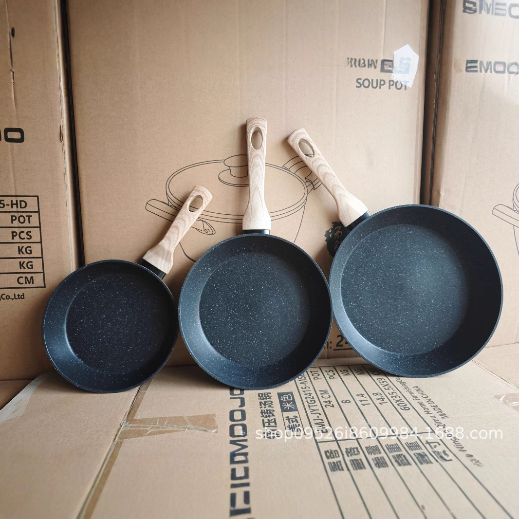 Cross-border 3-piece set of disassembled medical stone household kitchenware frying pan medical stone non-stick set pot induction cooker universal