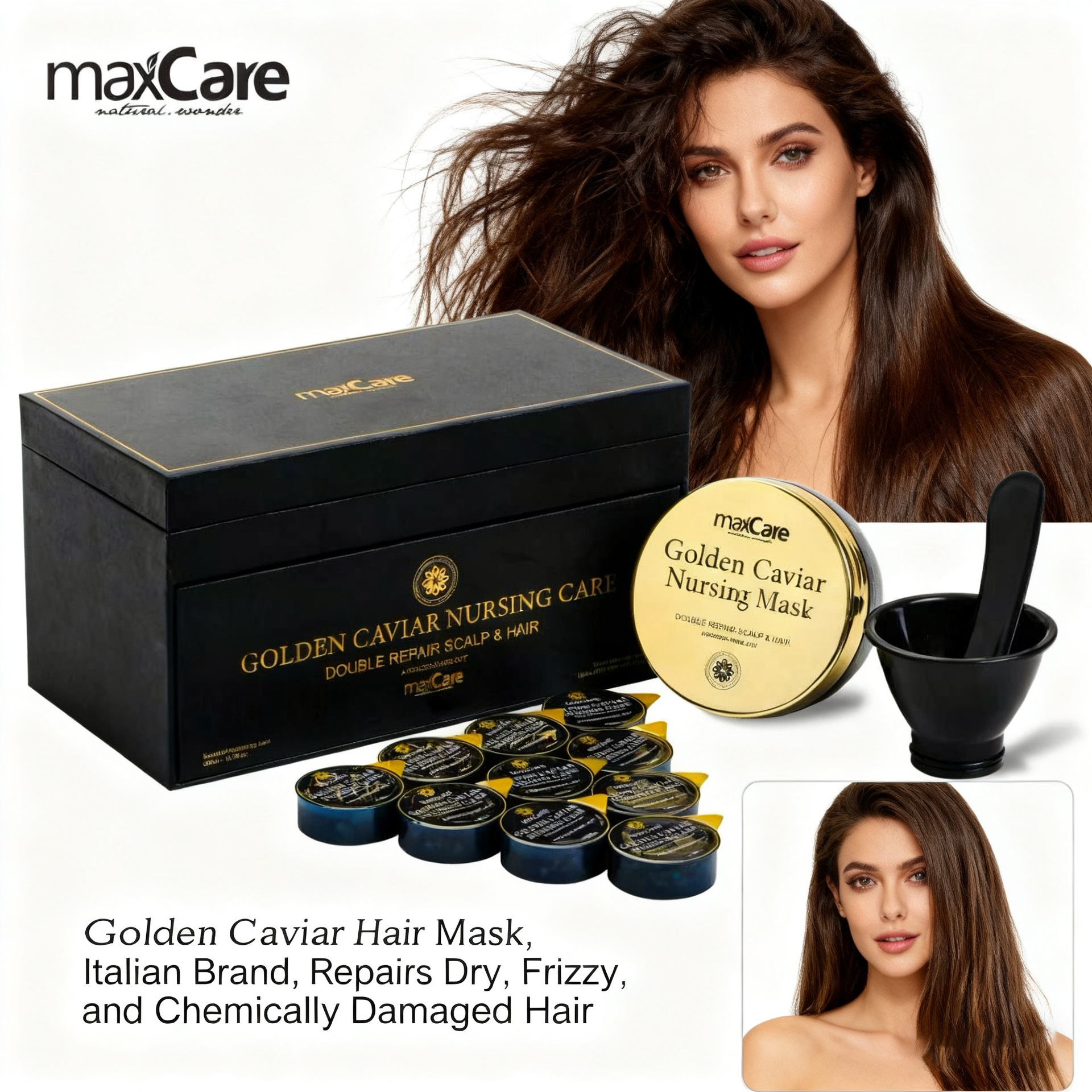 Cross-border maxCare caviar nutritional hair mask protein nutritional peptide keratin to improve frizz hair salon exclusive