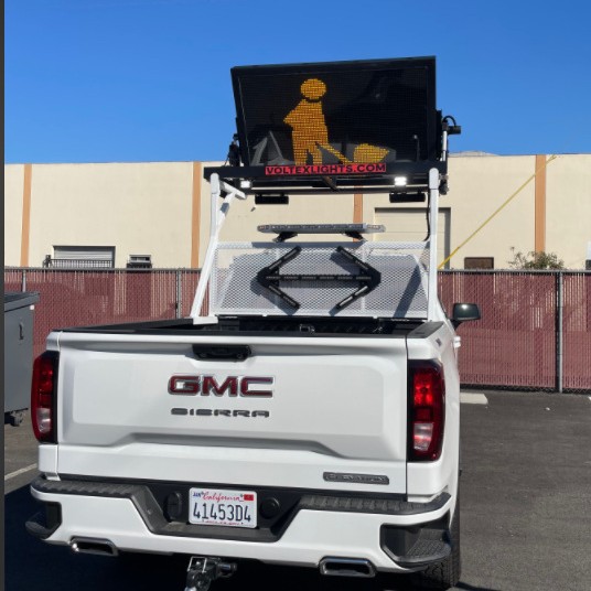 Pickup tool construction towpath vehicle-mounted electric folding traffic LED traffic energy induction information intelligence display