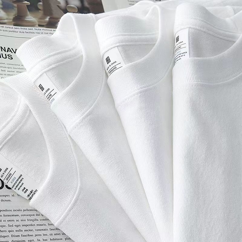 Heavy 230g solid color T-shirt short-sleeved women's bottoming shirt pure white T-shirt combed cotton men's half-sleeve loose summer cotton