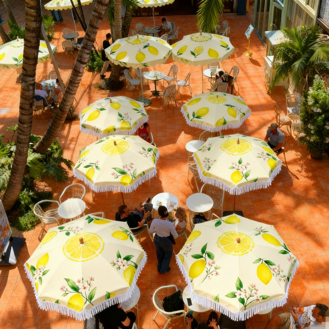 Factory foreign trade direct sales European luxury outdoor tassel umbrella garden solid wood patio umbrella adjustable large parasol