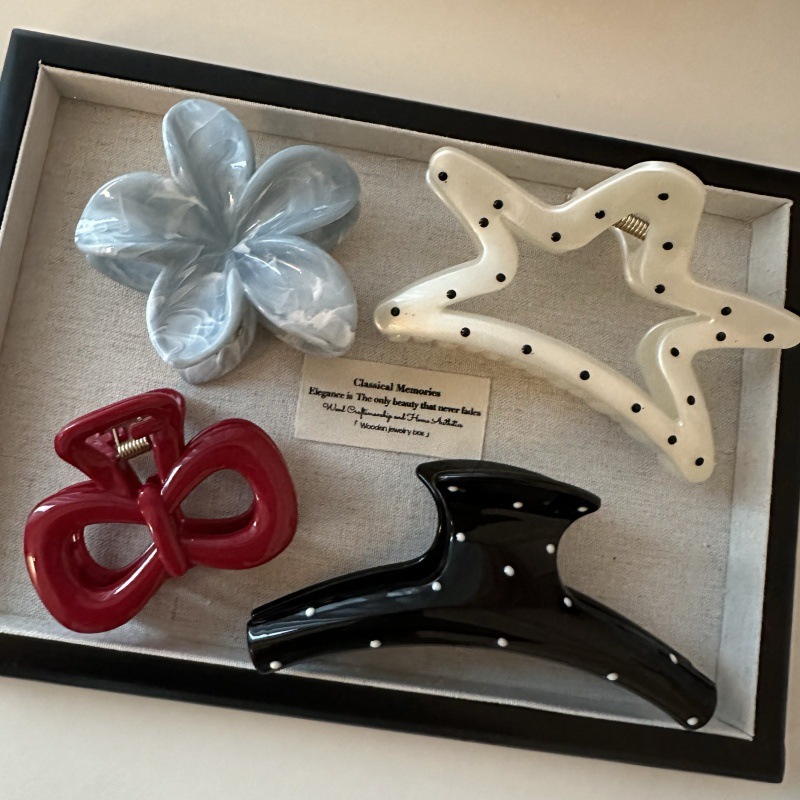 Japanese high-end cute transparent white polka dot fashion multi-hair sweet volume large back head shark girl hairpin hair accessories