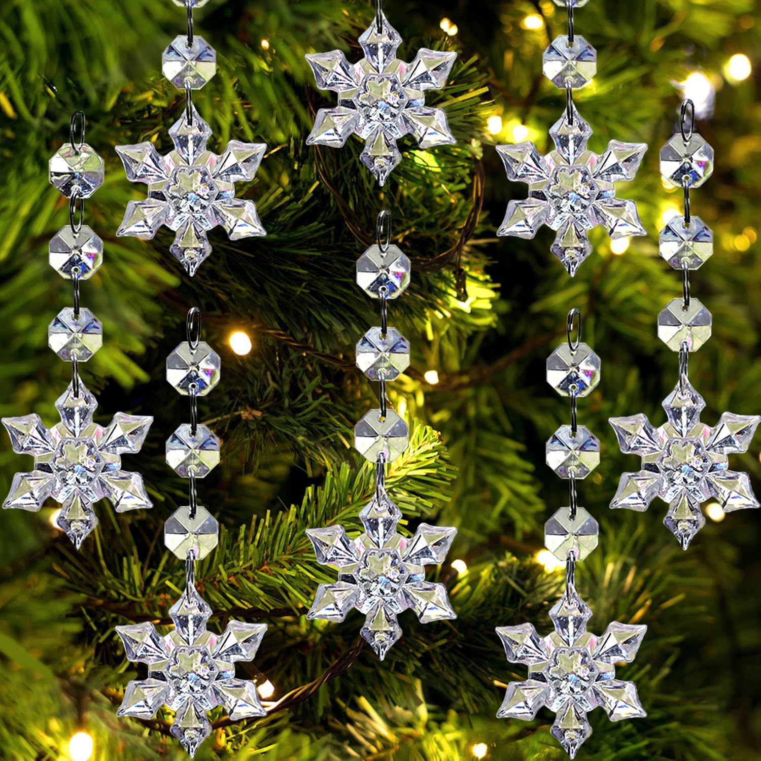 30 PCS DIY Christmas Crystal Snowflake Pendant Christmas Acrylic Decoration Pendant Pendant Wedding Venue Decoration