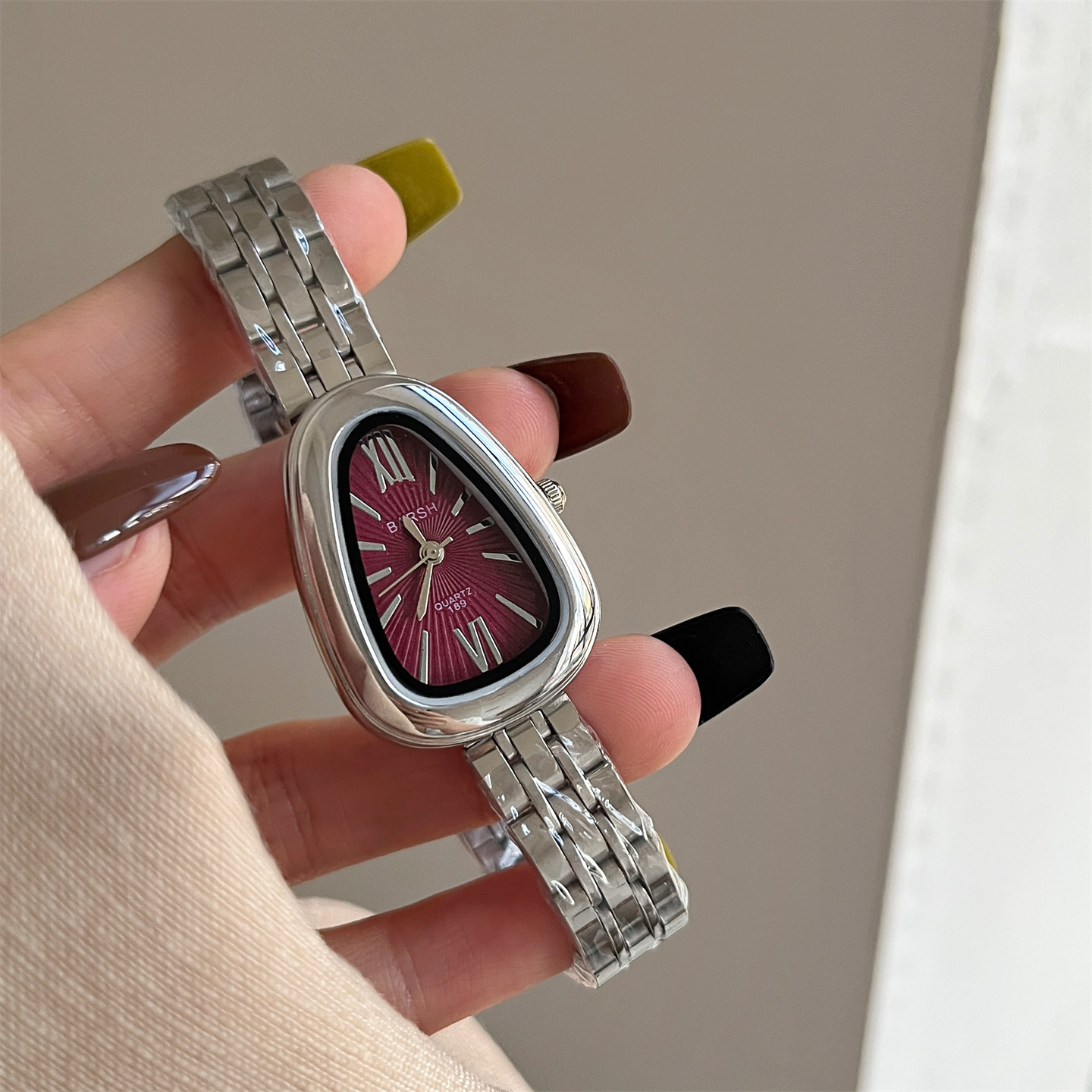 BARSH silver snake head steel band watch women's niche light luxury simple retro high-end quartz watch women's watch