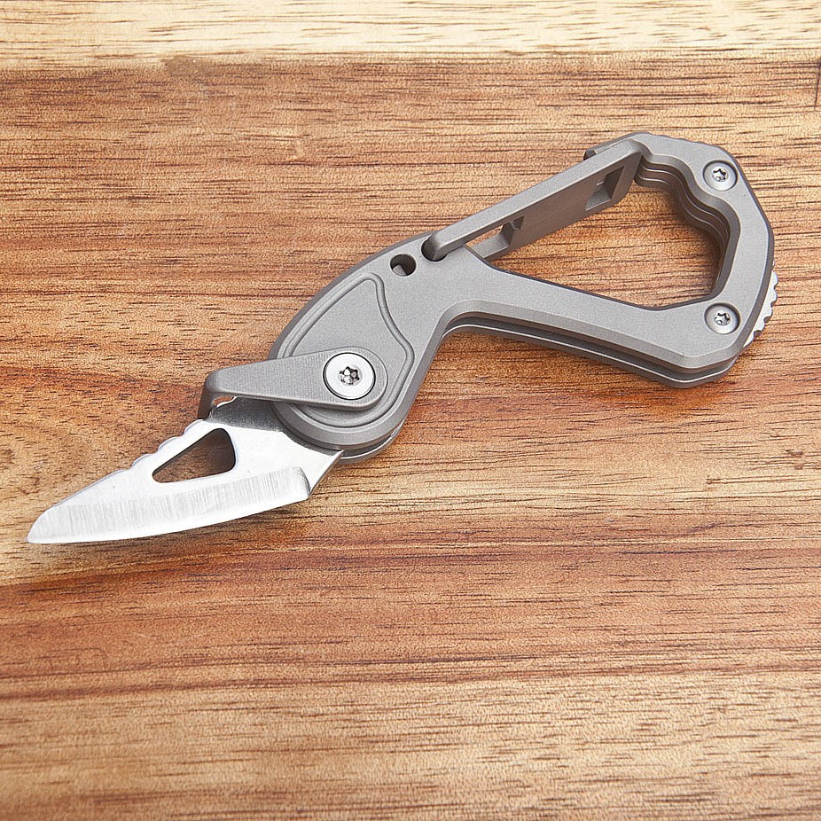 Outdoor convenient steel blade titanium alloy keychain folding knife express delivery artifact multi-functional tool stainless steel