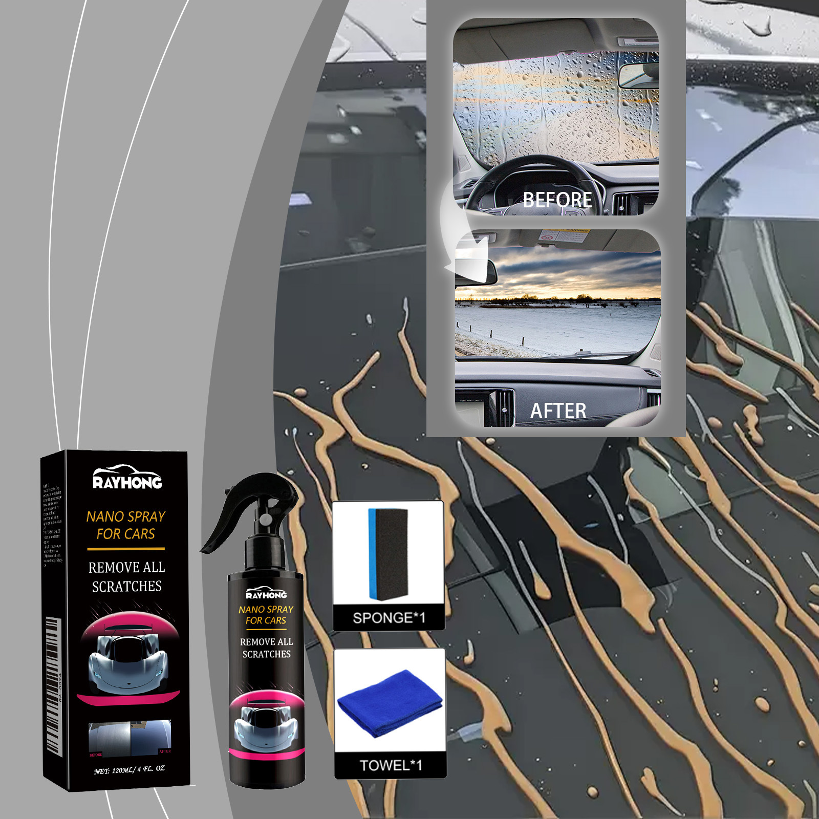 Rayhong Car Scratch Care Spray Set Maintenance, Renovation, Scratches, Scratches, Polishing, Touch-up Paint Maintenance