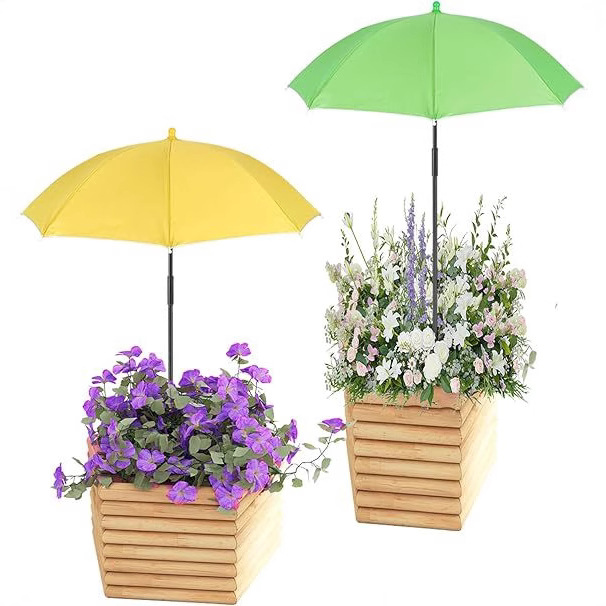 Amazon cross-border popular potted garden plant parasol with ground insert outdoor decorative flower sunscreen umbrella