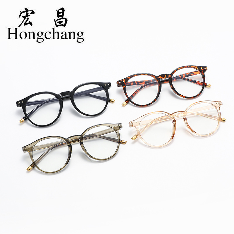New retro anti-blue light glasses frame TEMU men and women plain mirror round Xiyin glasses frame with nose pads
