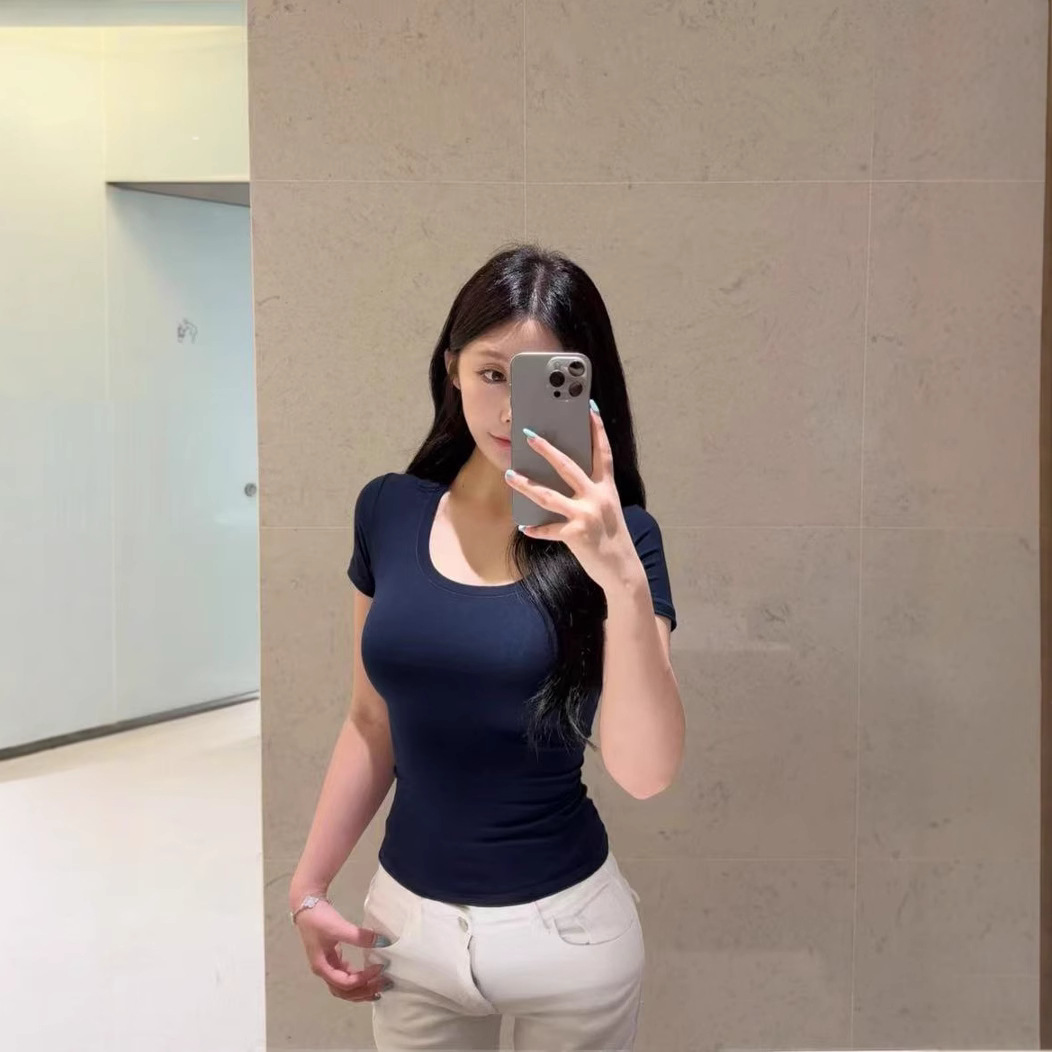 skims cotton jersey Kardashian short-sleeved T-shirt elastic slim bottoming slimming spring and summer