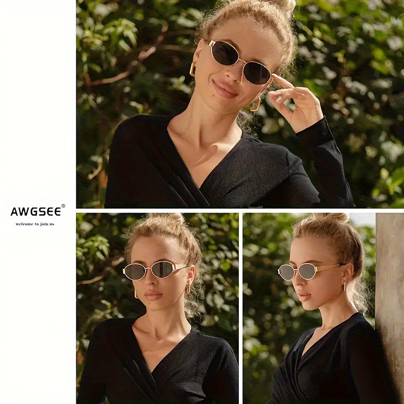 2026 new Hong Kong style cool and handsome sunglasses for women, high-end retro oval metal small frame old money style sunglasses