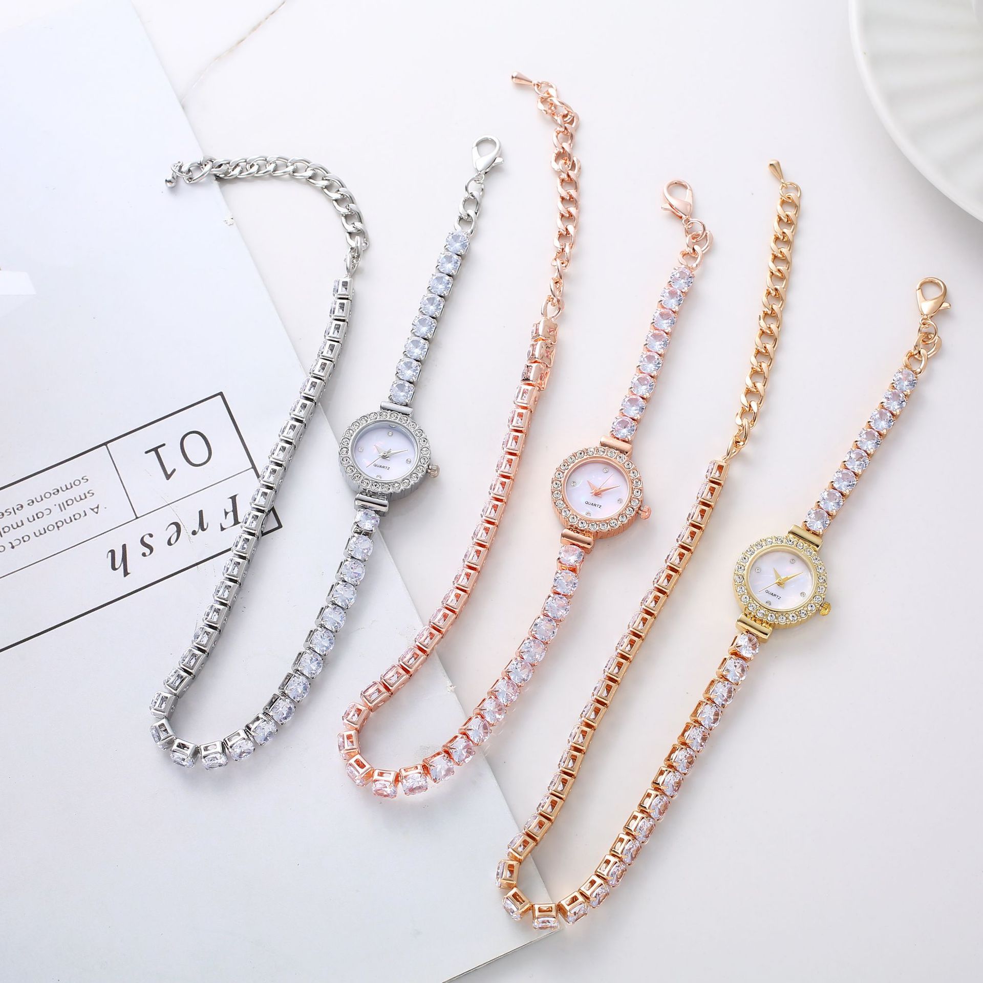 Cross-border new style fashionable diamond-encrusted women's watch full-diamond full-body zircon winding bracelet watch foreign trade wholesale