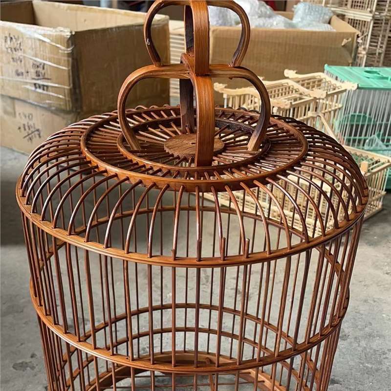 New Purple Bamboo Round Cage Jade Birdcage Linen Cage Oriole Cage Hibiscus Birdcage Pearl Canary Birdcage Golden Blue Birdcage