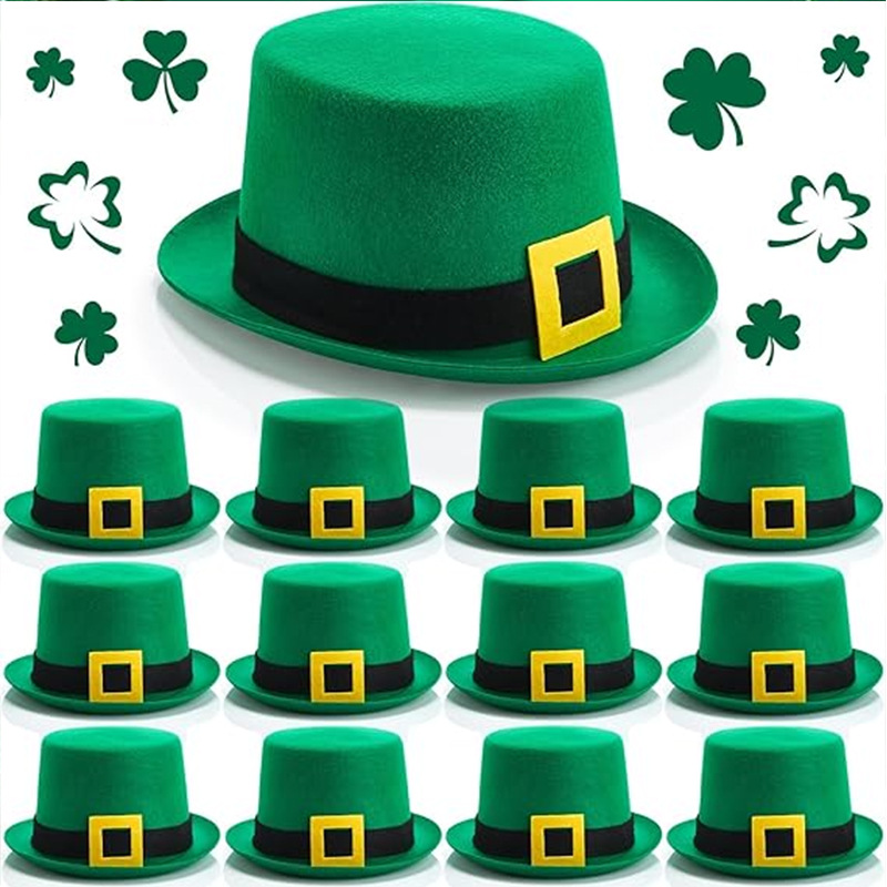 St. Patrick's Day Green Yellow Button Lincoln Hat Irish Lincoln Yellow Belt Top Hat Lincoln Hat Gold Button Top Hat