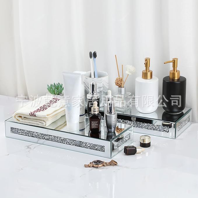 Simple mirror glass storage rack diamond storage rack glass craft storage table home decoration wall hanging