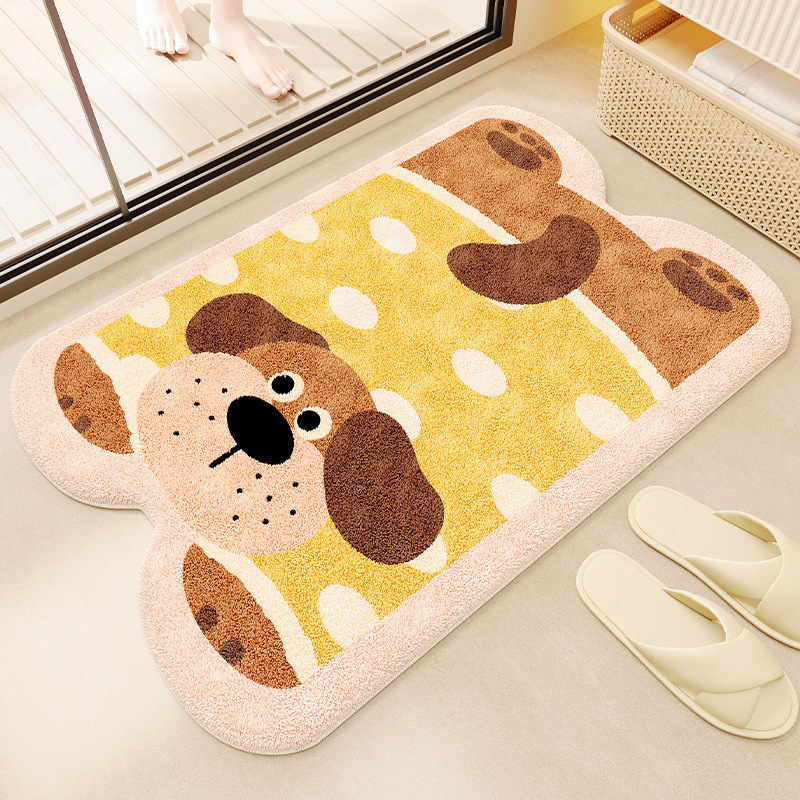 Animal bathroom floor mats, household water-absorbent and wear-resistant floor mats, bathroom entry anti-slip mats, easy care imitation cashmere floor mats